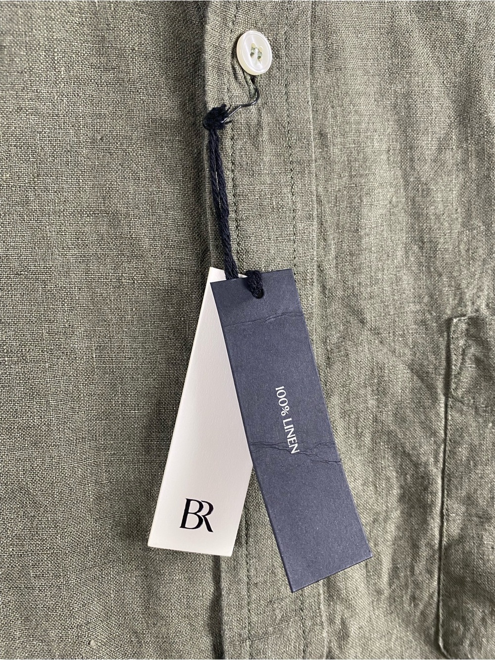 Banana Republic Linen Standard Fit Short Sleeve Button Front Shirt | Olive Green - Picture 15 of 16